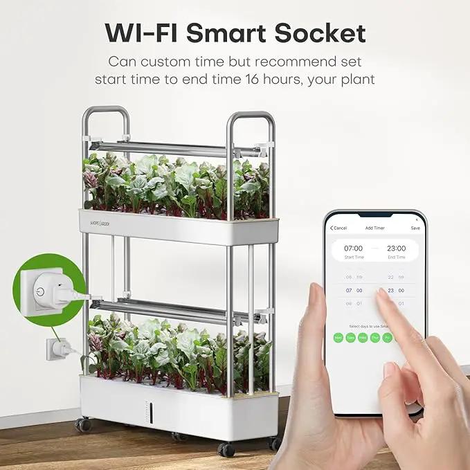 Ahopegarden Indoor Garden Hydroponics Growing System Kit: 60 Pods Vertical Garden with LED Grow Light - Plant Germination Kit Aeroponic Veggie Flower Fruit Growth with Smart Socket & Pump System by GreenHaven Gardens