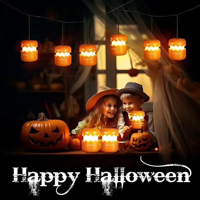 EverBrite 6-Pack Halloween Pumpkin Lantern, Collapsible Jack O Lantern Pumpkins with Lanyard, Halloween Party Favors for Kids, Light up Pumpkin Outdoor for Halloween Party Decoration, Battery Included by GreenHaven Gardens