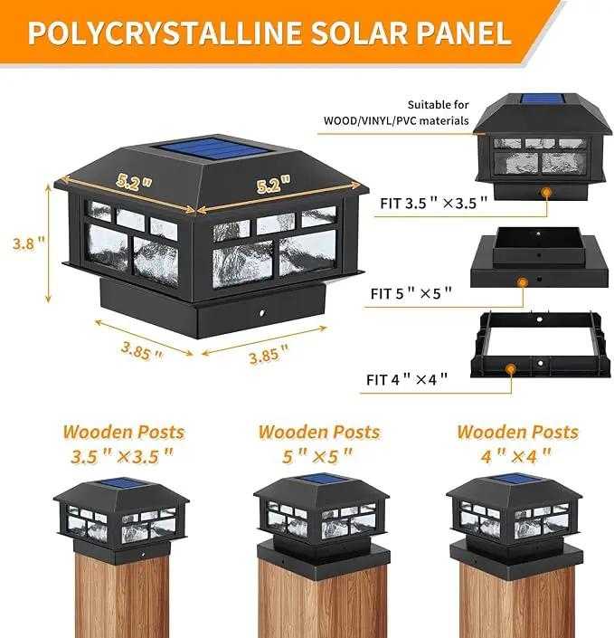Solar Post Cap Lights Fit 3.5x3.5 4x4 5x5 Wood Posts Black Fence Post Light Solar Powered 12 Packs by GreenHaven Gardens
