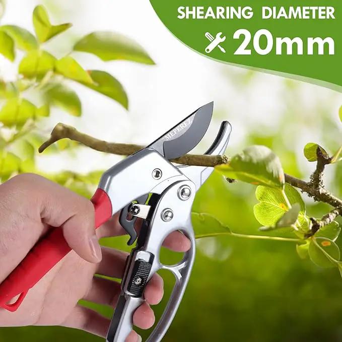 Ultra Sharp Germany Steel Pruning Shears - Cuts 3X Easier, Weak Hand Arthritis Snips, Rust-Resistant, Effortlessly 1-Inch Cut Capacity Garden Scissors, Ergonomic Handle (Red) by GreenHaven Gardens