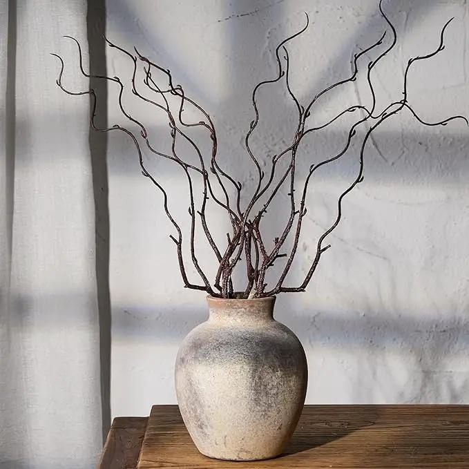 SIDUCAL Ceramic Decorative Flower Vase | 6 Inch Pottery Rustic Farmhouse | Boho | Whitewashed Terracotta Vase for Home Decor, Table, Living Room, Bathroom, Shelf, Mantel Decoration by GreenHaven Gardens