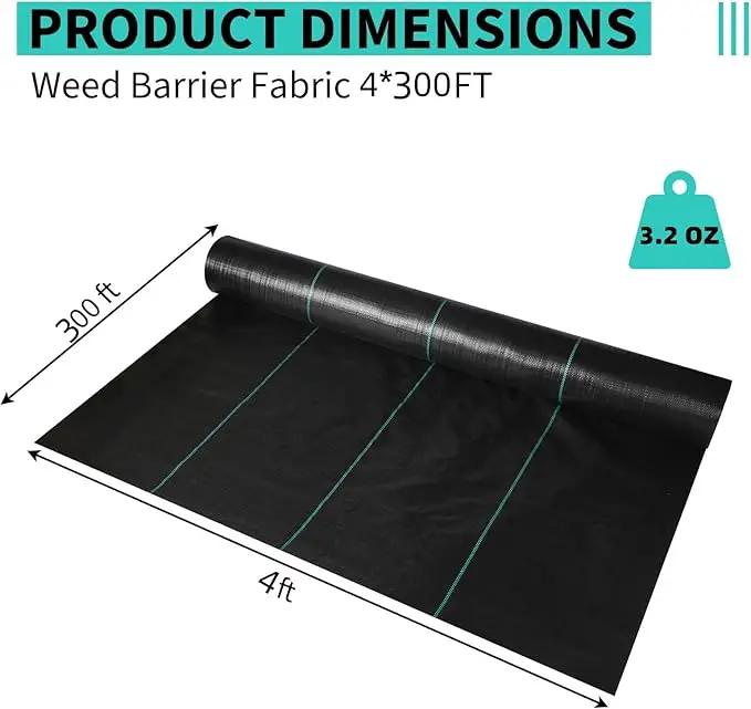 4ftx300ft Heavy Duty Weed Barrier Landscape Fabric – Durable Woven Driveway Garden Cloth for Weed Control, Ground Cover, Landscaping – Long-Lasting Geotextile Fabric – 3.2oz by GreenHaven Gardens