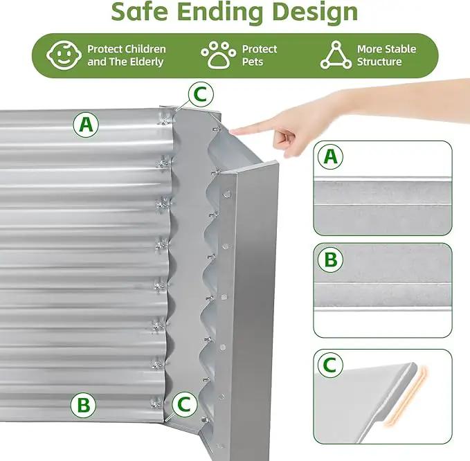 8x2x2ft Raised Garden Bed - Galvanized Deep Root Planter Boxes Outdoor with Wing Nuts and Safety Edges for Gardening Vegetables, Flowers, Herbs, Succulents - Silver by GreenHaven Gardens