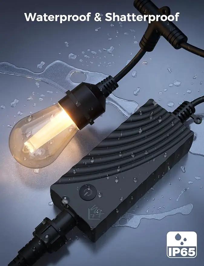 XMCOSY+ Smart Outdoor String Lights, 98Ft Patio Lights Waterproof, App Control, Compatible with Alexa, RGBCWIC Color Changing LED String Light for Outside by GreenHaven Gardens