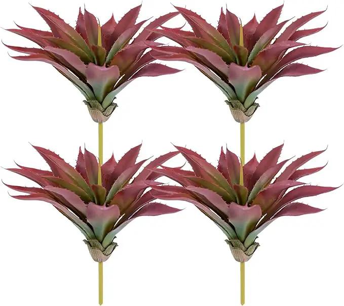 Veryhome Succulents Plants Artificial Aloe Plant, 12.5Inch Large Faux Succulents Unpotted, Premium Crafting DIY Greenery Decor for Indoor & Outdoor(4Pcs-Red) by GreenHaven Gardens