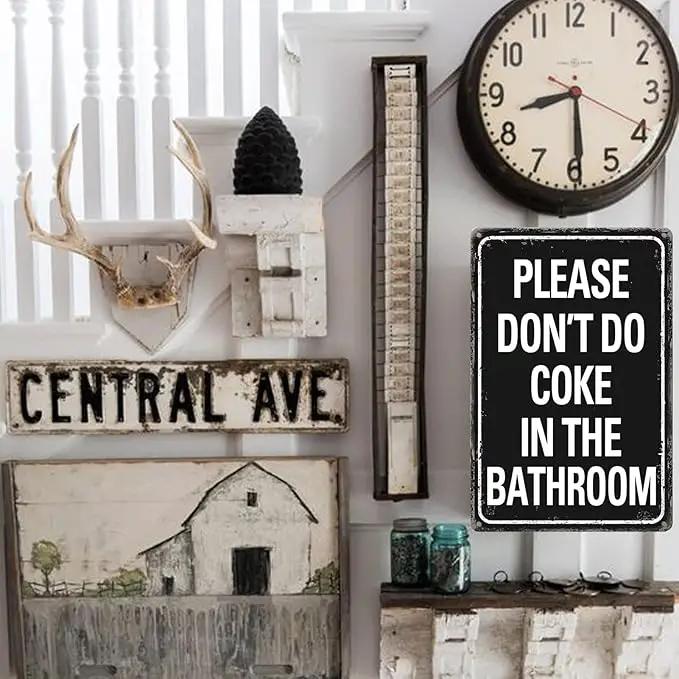 Please Don'T Do Coke In The Bathroom Sign Funny Room Decor For Men Cool Tapestry For College Dorm Metal Tin Signs Man Cave Decor Toilet Sign Black 12 X 8 Inch by GreenHaven Gardens