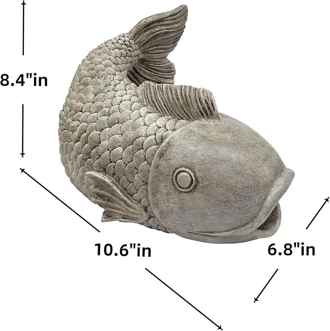 Real Fish Sculpture Gutter Diverter Rain,Eco-Friendly Resin Gutter Extender Diverter,Deco Gutter Extension Downspout, Splash Block, Perfect Rain Gutter Downspout Extension for 3"x4" Downspouts