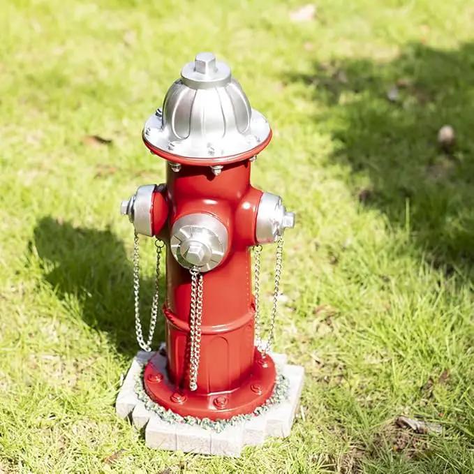 Fake Fire Hydrant for Dogs to Peed on, Dog Fire Hydrant Pee Post, 14.5" Backyard Decor Outdoor Statues Firefighter Gifts for Men (with Base Design) by GreenHaven Gardens