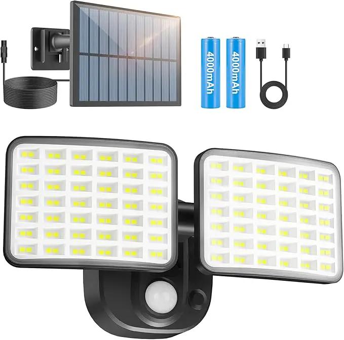 Rechargeable Battery Powered Motion Sensor Outdoor Lights 3 Months Endurance, 3000LM LED Flood Light Outdoor Supports Solar & USB Charging for Garage Yard Entryways Patio Garden by GreenHaven Gardens