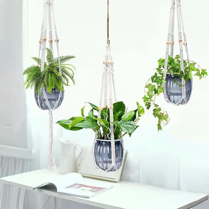 Small Hanging Planters Self Watering 5 Inch, 3 Set Hanging Plant Pot for Indoor Outdoor Plants, Hanging Flower Pots with Drainage Hole & 2 Kinds of Plant Hangers for Garden Home Decor by GreenHaven Gardens