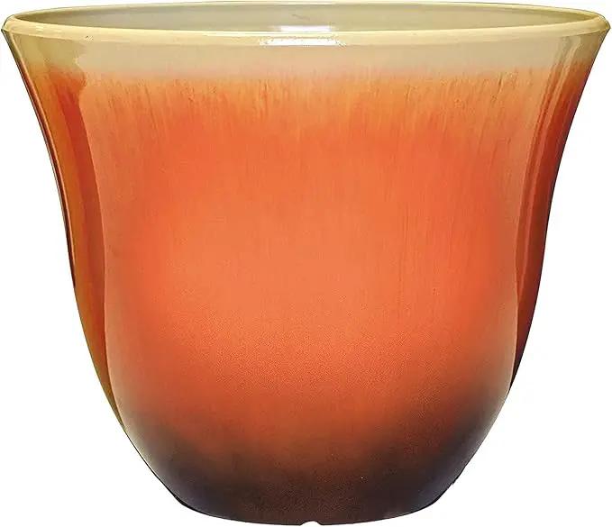 Classic Home and Garden Honeysuckle Resin Flower Pot Planter, Tequila Sunrise, 15" by GreenHaven Gardens