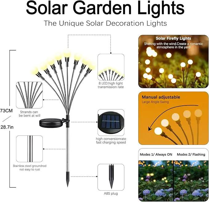 Warm-4Pack 32LED Firefly Warm Changing Lights,Garden Solar Lights Outdoor Decorative,Yard Waterproof Solar (Warm-4pcs) by GreenHaven Gardens