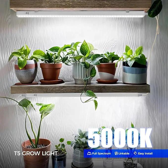 Barrina T5 Grow Lights, 5000K Full Spectrum Plant Growing Lights, 2ft 80W (8 x 10W, 500W Equivalent), LED Grow Light Bulbs, Plant Lights for Indoor Plants, Greenhouse, Plug and Play, 8-Pack by GreenHaven Gardens