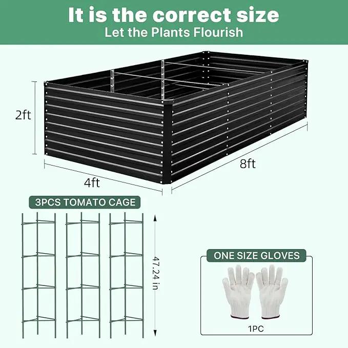 8×4×2ft Galvanized Metal Raised Garden Bed, Metal Planter Kit Box Outdoor for Deep-Rooted Vegetables, Flowers, Green and Herbs by GreenHaven Gardens