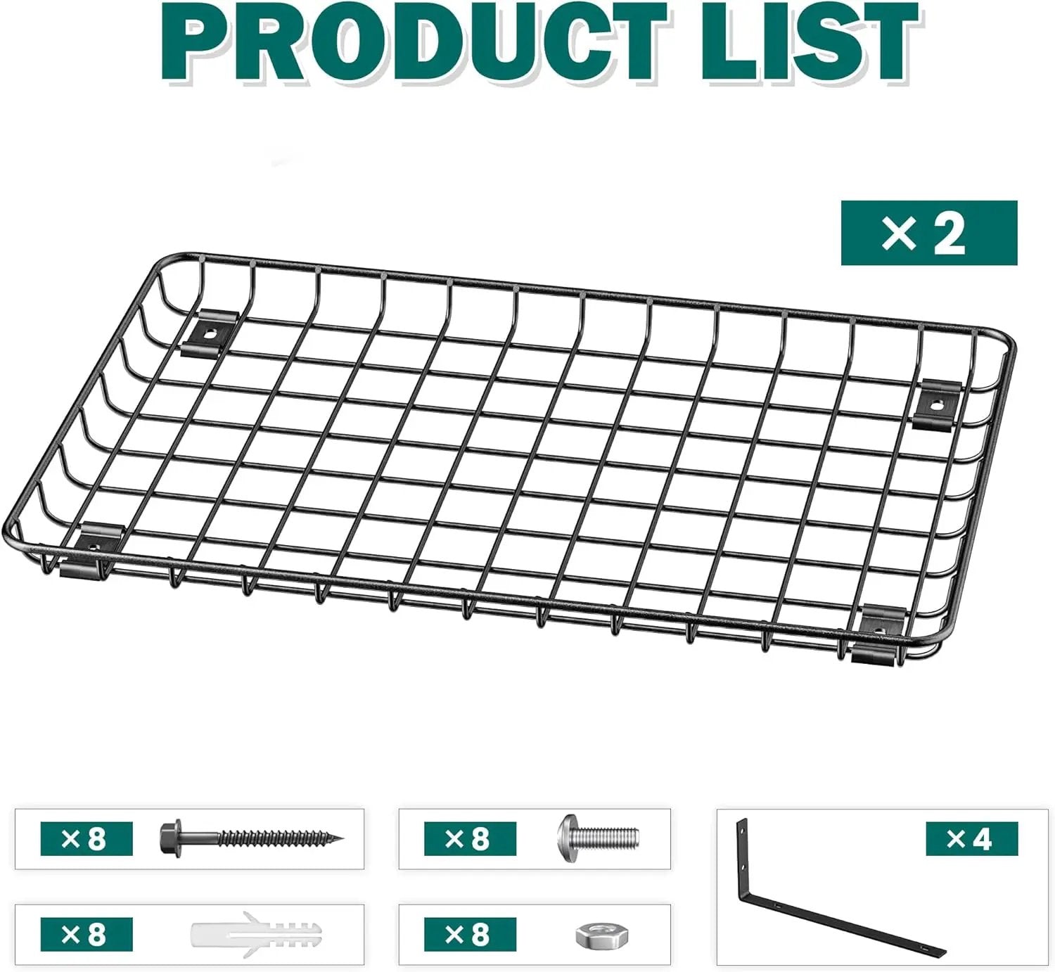 EVERHANGER Garage Wall Shelves 12x18 Inch, Wall Mounted Storage Shelf, Metal Shelf Rack, Heavy-Duty Shelf Organizer 2 Pack, Black by GreenHaven Gardens