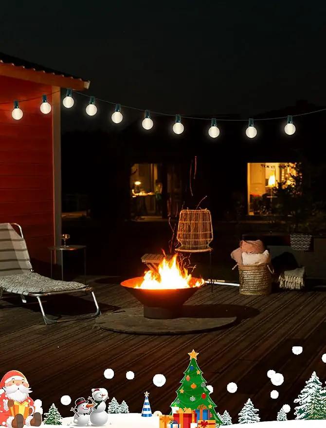 25ft Outdoor Christmas LED String Lights,G40 Frosted White Globe Lights with 27pcs Plastic Bulbs,Round Bulb Christmas Lights for Indoor/Outdoor Wedding Backyard Cafe Garden Christmas Decor by GreenHaven Gardens