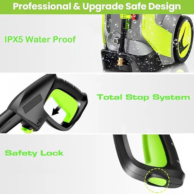 Electric Pressure Washer 5000PSI 4.0GPM Power Washers with M22-14mm Pressure Hose 33FT, Power Sprayers High Pressure with 1/4" QC Compatible Surface Cleaner for Home Cars Driveways, LGreen by GreenHaven Gardens