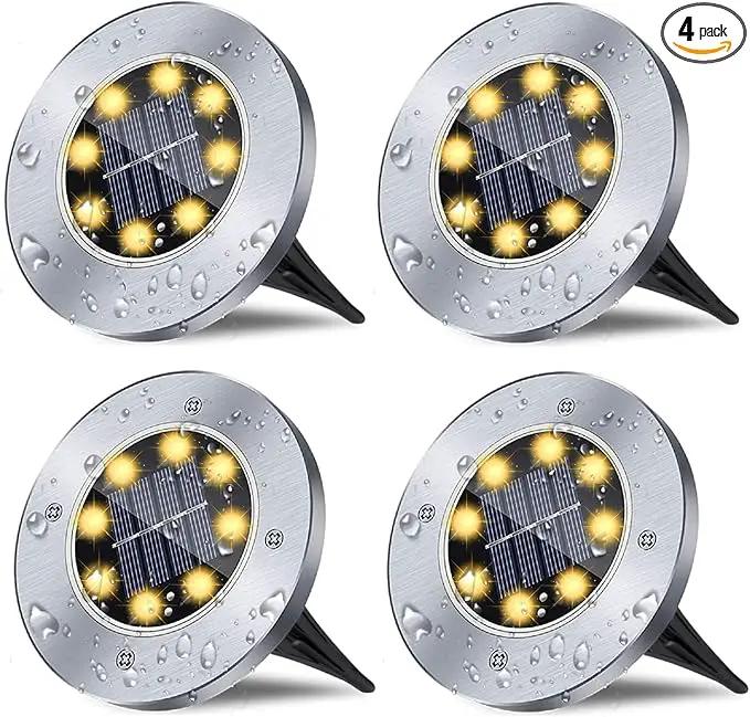 Solar Ground Lights, Waterproof Solar Garden Lights, Upgraded Outdoor Garden Waterproof Bright in-Ground Lights, Landscape Lights for Pathway,Yard,Deck,Lawn,Patio,Walkway (4 Pack Warm Light) by GreenHaven Gardens