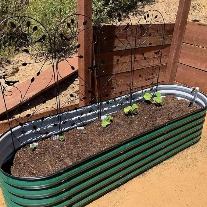 Vego garden Aluzinc Raised Garden Bed Kits, 17" Tall 6 in 1 Modular Metal Raised Planter Bed for Vegetables Flowers Patio Ground Planter Box-British Green by GreenHaven Gardens