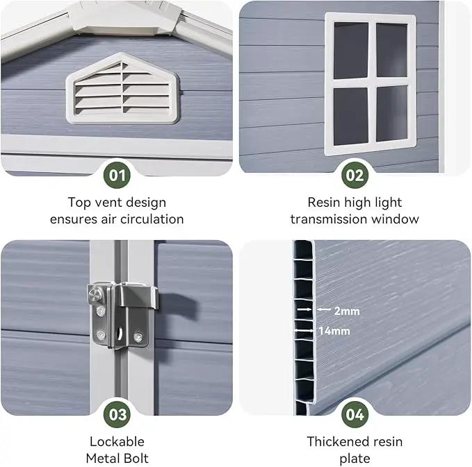 Aoxun 6X8 FT Resin Outdoor Storage Shed with Floor, Plastic Garden Shed with Lockable Door and Window, Tools House to Store Patio Furniture, Bike Accessories, Garbage Can and Lawn Mower - Grey by GreenHaven Gardens