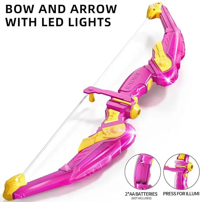 TEMI Bow and Arrow Set for Kids - Archery Toy Set - LED Light Up with Suction Cup Arrows, Target & Quiver, Indoor and Outdoor Toys for Children Boys Girls by GreenHaven Gardens