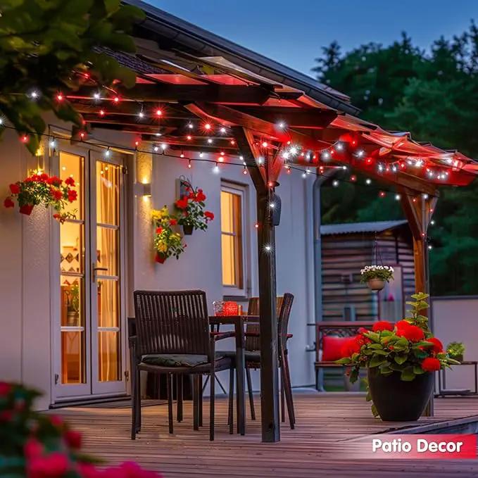 JMEXSUSS 2 Pack Red and White Christmas Lights, Each 100 LED 33ft Solar String Lights Outdoor Waterproof, 8 Modes Green Wire Solar Lights for Outside Tree Garden Patio Party Decoration by GreenHaven Gardens