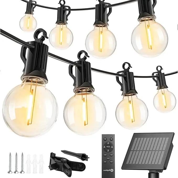 Brightown Solar String Lights Outdoor Waterproof with Remote & USB Port, 29FT Solar Patio Lights with 25+1 LED Shatterproof Bulbs, 3 Light Modes, Dimmable Hanging Light for Camping Backyard Garden by GreenHaven Gardens