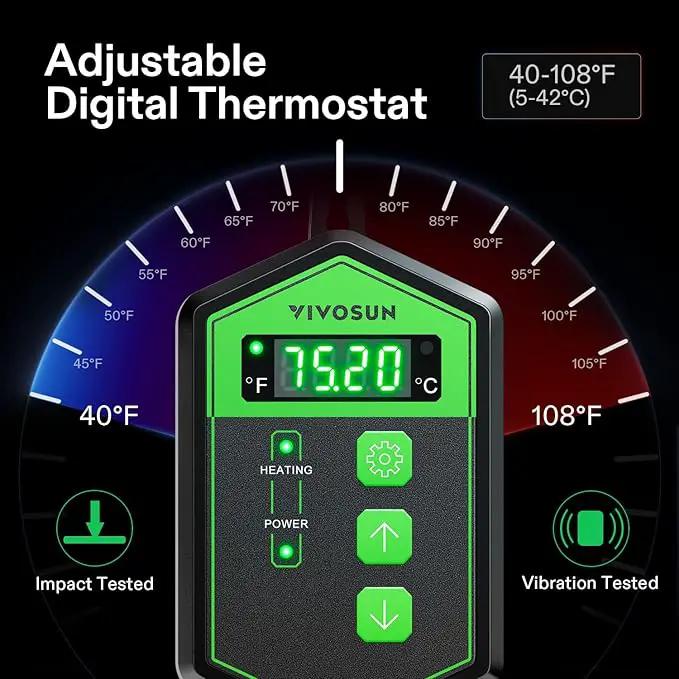 VIVOSUN 48" x 20.75" Seedling Heat Mat and Digital Thermostat Combo Set, UL & MET-Certified Warm Hydroponic Heating Pad for Germination, Indoor Gardening, Greenhouse by GreenHaven Gardens
