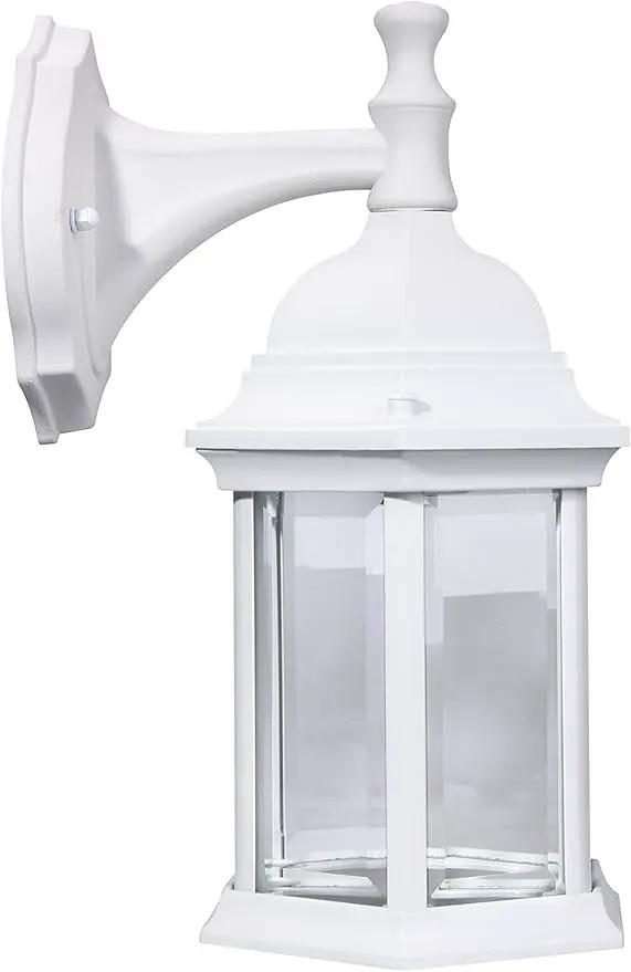LIT-PaTH Outdoor Wall Lantern, Wall Sconce as Porch Lighting Fixture, E26 Medium Base Max 60W, Aluminum Housing Plus Glass, Matte White Finish, 1-Pack by GreenHaven Gardens