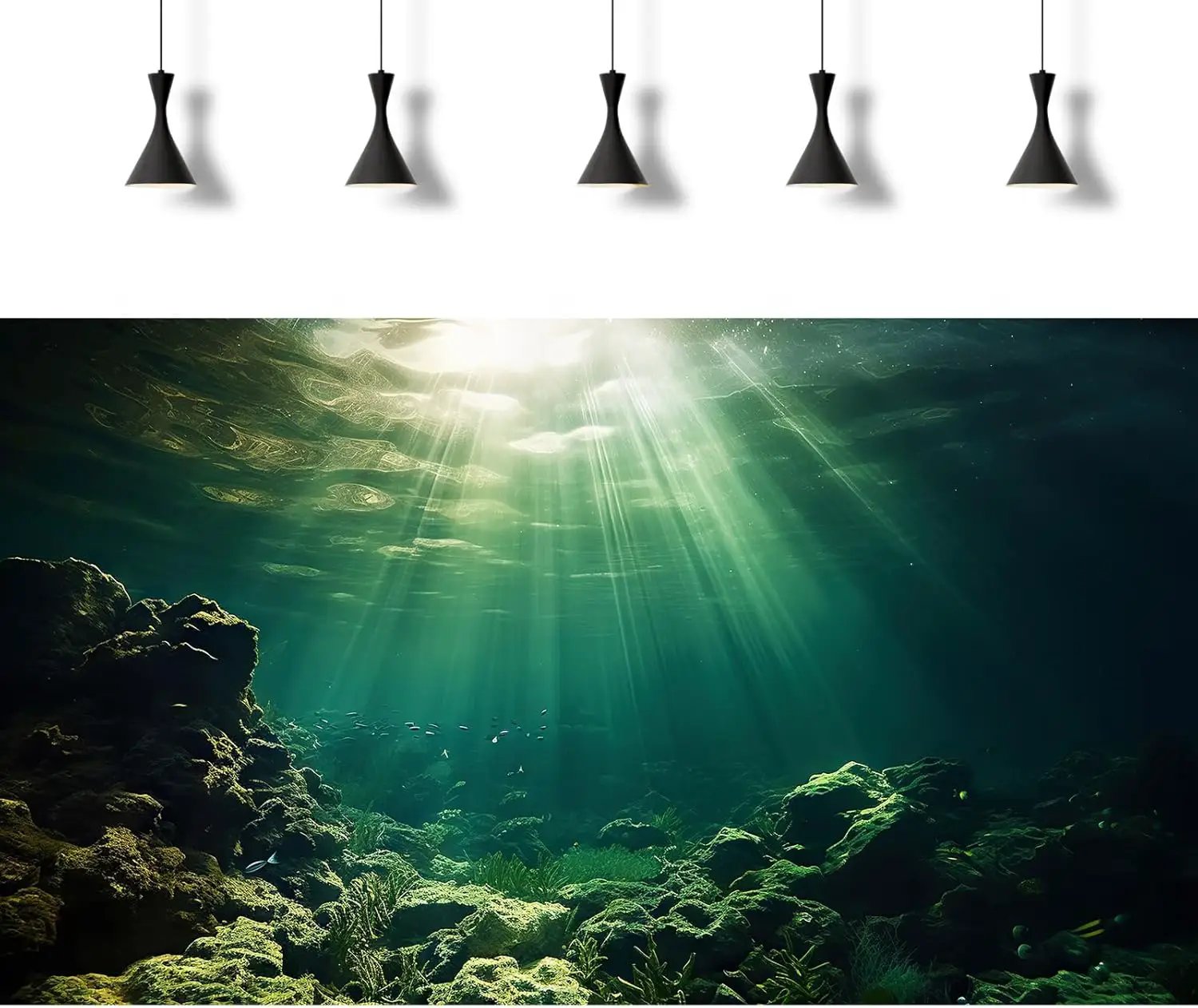 Under The Sea Aquarium Background Underwater Fish Tank Background Ocean Floor Rock Cave Sunray Terrarium Backgrounds Tropical Fish Ocean World Aquarium Reptile Tank Backgrounds 60x24in by GreenHaven Gardens