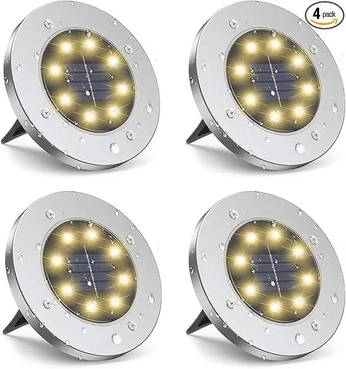 ZGWJ Solar Ground Lights, 4-Pack Waterproof Upgraded Landscape Lights for Outdoor Use, Warm White by GreenHaven Gardens