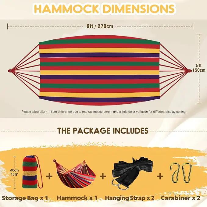 ANYOO Cotton Hammock Portable Camping Hammocks for Hanging Sturdy Garden Comfortable Fabric Hammock with Tree Straps Up to 660lbs with Travel Bag for Camping Outdoor/Indoor Patio Backyard by GreenHaven Gardens
