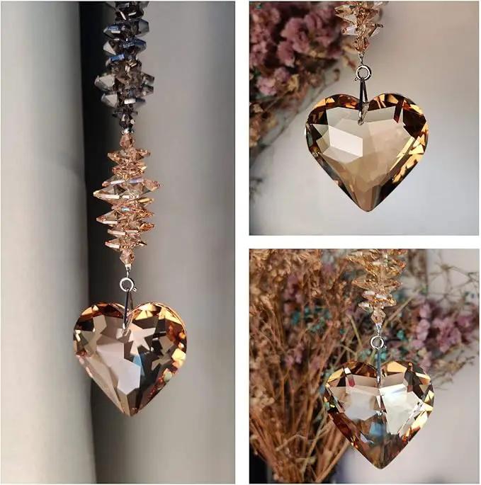 Champagne Glass Heart Crystal Ball Suncatcher, Prism Pendant for Windows, Chakra Indoor Outdoor Hanging Decoration, Rainbow Maker Gifts for Women, Mom and Children… by GreenHaven Gardens