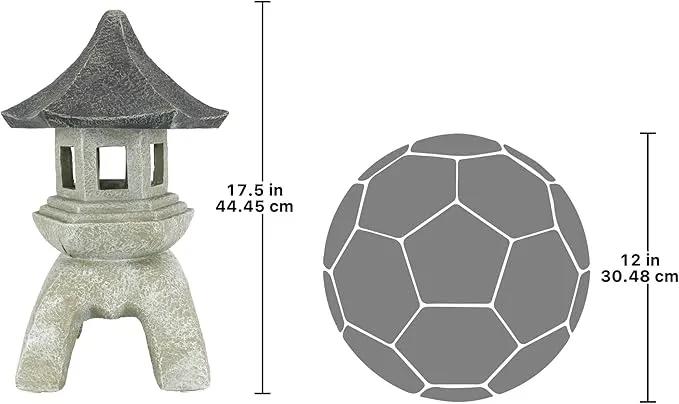 Design Toscano Asian Decor Pagoda Lantern Indoor/Outdoor Statue, Set of 2 Large, Cast Stone Resin, Two Tone Stone Finish by GreenHaven Gardens