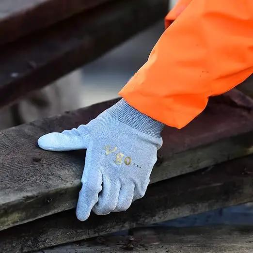 Vgo... 3 Pairs Safety Work Gloves,Gardening Gloves,Polyurethane Coated,Dipping Gloves,Latex Free(Szie L,Gray&White,PU6029) by GreenHaven Gardens