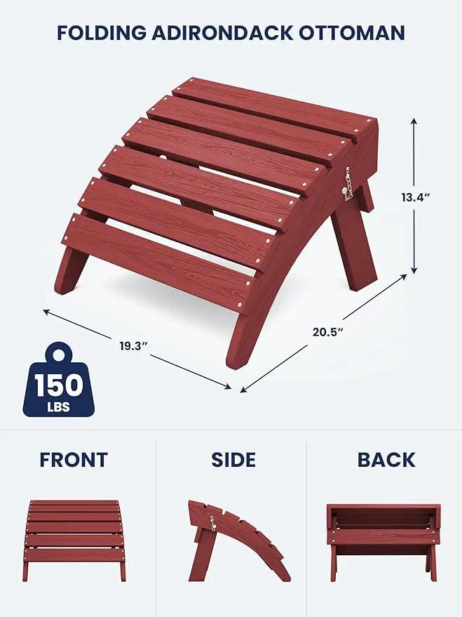 KINGYES Folding Adirondack Ottoman for Adirondack Chair, Red by GreenHaven Gardens