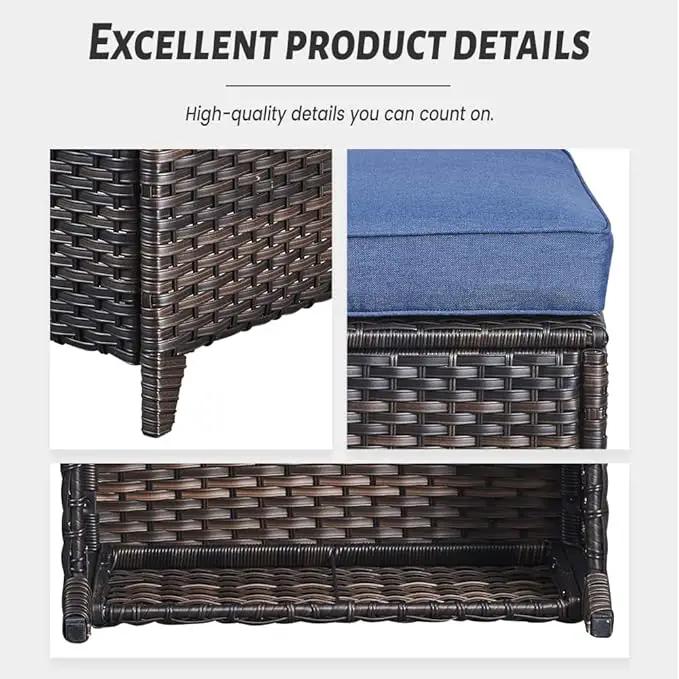 4 Pieces Patio Furniture Sets, Wicker Patio Swivel Glider Chair with Ottomans, Outdoor Furniture Set for Outside Porch, Deck, Balcony, Garden by GreenHaven Gardens