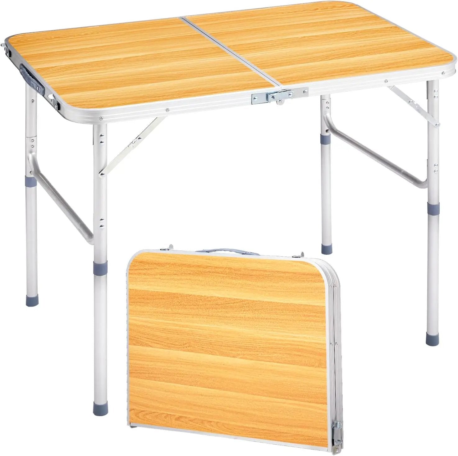 Outvita 3ft Portable Folding Camping Table, Outdoor Waterproof Adjustable Height Table, Aluminum Lightweight Suitcase Foldable Table for Picnic BBQ Beach Dining by GreenHaven Gardens