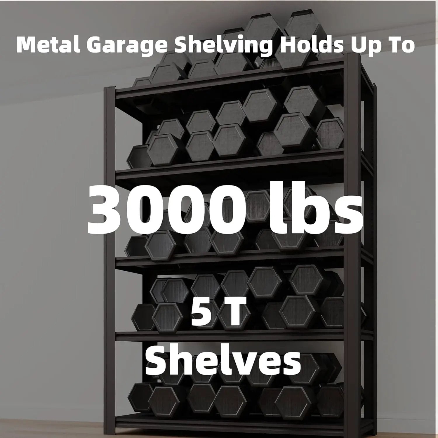 5-Tier 47" W x 24" D x 84" H Garage Shelving 3000LBS Storage Shelves Heavy Duty Metal Shelf Unit Adjustable Basement Industrial Storage Racks by GreenHaven Gardens