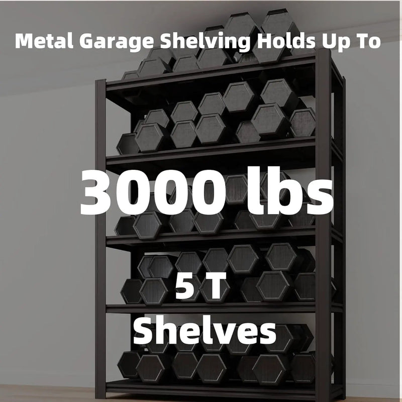 5-Tier 35" W x 15.8" D x 72" H Garage Shelving 3000LBS Storage Shelves Heavy Duty Metal Shelf Unit Adjustable Basement Industrial Storage Racks by GreenHaven Gardens
