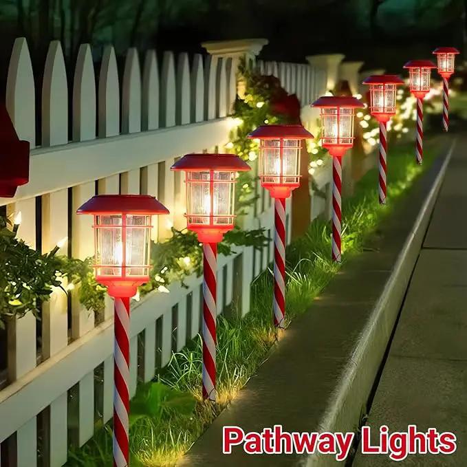 Dynaming 6 Pack Dual Use Solar Christmas Path Lights Outdoor, Hanging Lantern Solar Garden Light with Edison Bulb, Xmas Pathway Markers, Auto On/Off Candy Cane Lights for Patio Yard Walkway Driveway by GreenHaven Gardens