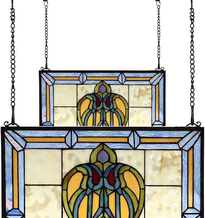 4 Pcs 20 Inch Stained Glass Window Hanging Chain with Suction Cup Hooks, Picture Hanging Chain Sunshine Catcher Black Metal Nickel Plating Stained Glass Window Panels Chains by GreenHaven Gardens