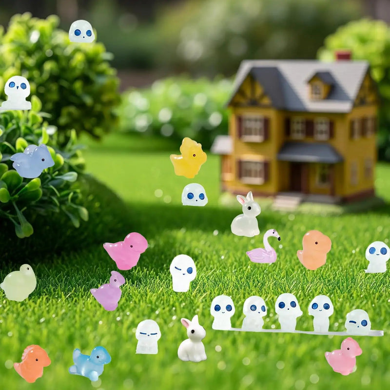 115 Pcs Glow-in-Dark Mini Resin Animals Miniature Animals Figurines Tiny Little Glow in Dark Small Animal Figures to Hide Mini Animals Micro Landscape Ornaments Fairy Garden Accessories by GreenHaven Gardens