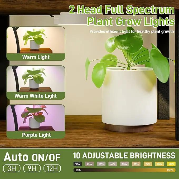 Plant Stand Indoor with Grow Lights, 6 Tier 38.6″ Tall Metal Plant Shelf for Multiple Plants, Plants Shelves Corner Flower Holder, Double U-Shape Plant Rack for Home, Living Room, Patio, Bedroom by GreenHaven Gardens