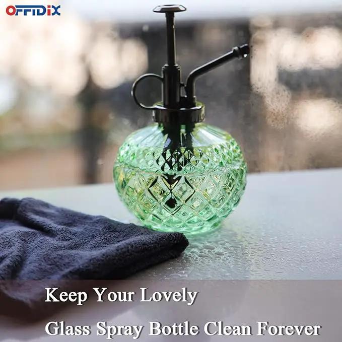 OFFIDIX Plant Mister, Mister Spray Bottle for Plants,Glass Spray Bottles with Plastic Bronze Plastic Top Pump,300ML Small Watering Can for Gardening, Cleaning (Light Green) by GreenHaven Gardens