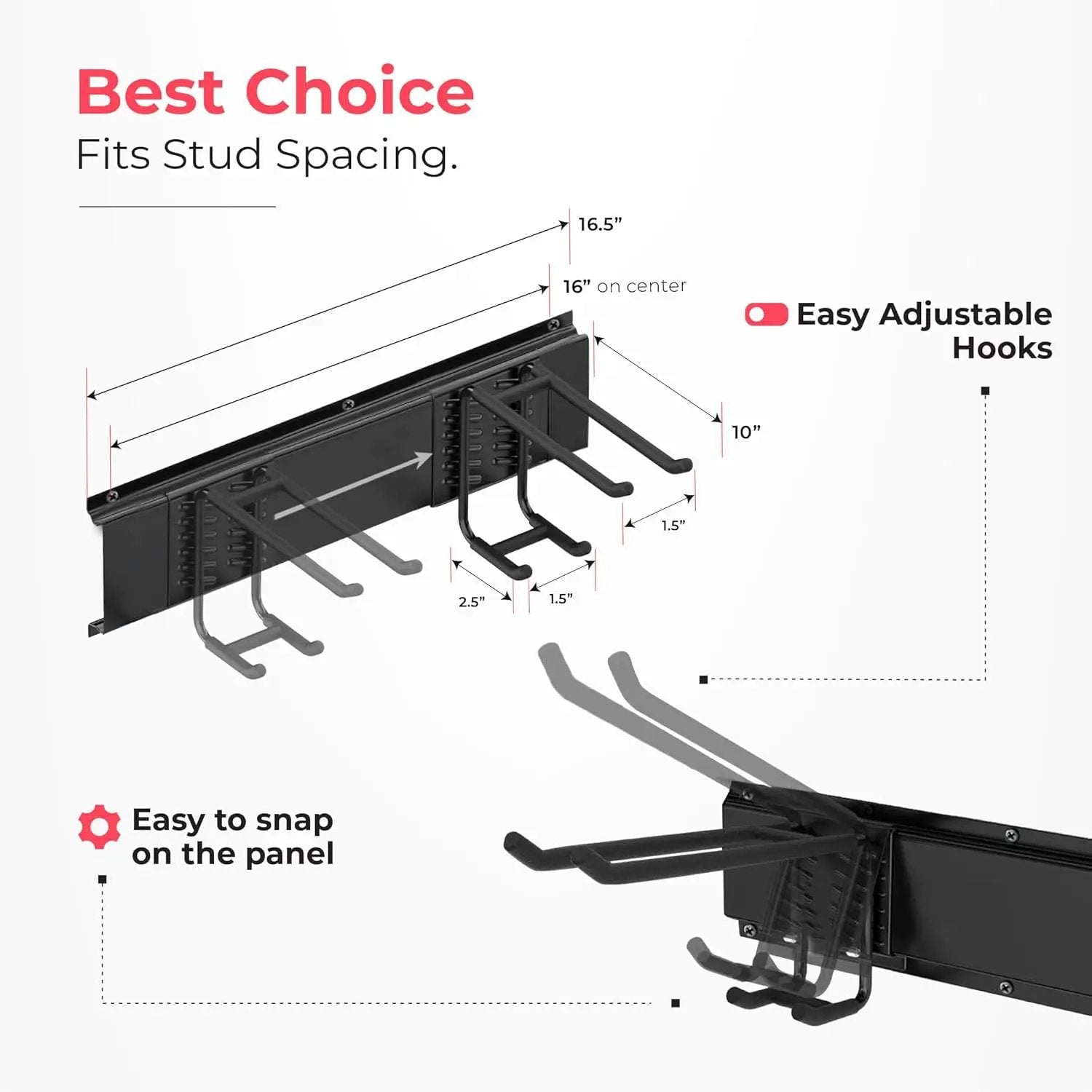 Garage Wall Organizer | 80" Heavy-Duty Tool Storage Rack | Adjustable Double-Layer Hooks | 500 lbs Capacity | Carbon Steel Wall Mount Holder for Shovels, Rakes, Ladders & Power Tools by GreenHaven Gardens