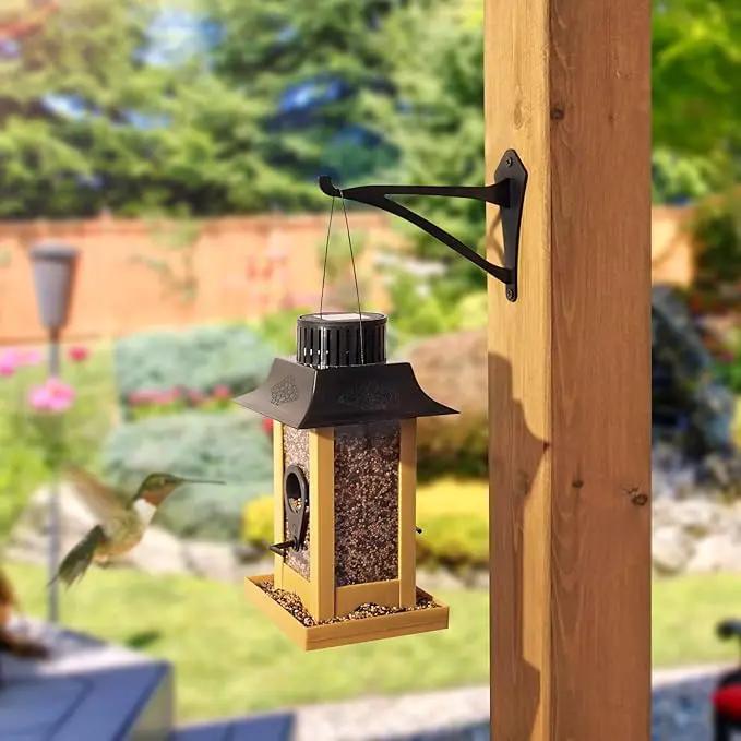 2 Piece 6" Outdoor Indoor Decorative Small Planter Lantern Hooks for Wall Hanging Windchime Hummingbird Feeder Hangers, Black by GreenHaven Gardens