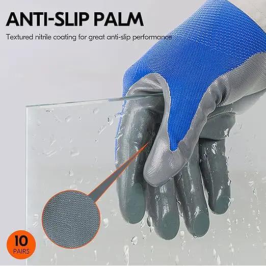 Vgo 10-Pairs Safety Work Gloves, Gardening Gloves, Non-slip Nitrile coating, Dipping Gloves (Size S, Blue, NT2110) by GreenHaven Gardens