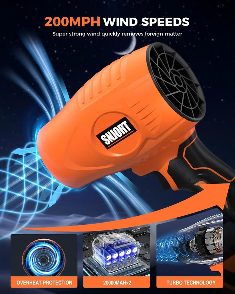 Leaf Blower Cordless with Battery and Charger,800,000 RPM,Extended Nozzle,Lightweight Handheld Design,Blower for Patio Cleaning,car Blowing Water,Blowing Leaves and Dust（ Citrus Orange） by GreenHaven Gardens