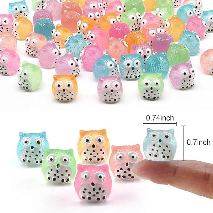 Luminous Mini Resin Animals 40 Pcs Tiny Resin Owls Glow in The Dark for Garden Miniatures Fairy Garden Accessories Plant Decorations and Car Accessories by GreenHaven Gardens
